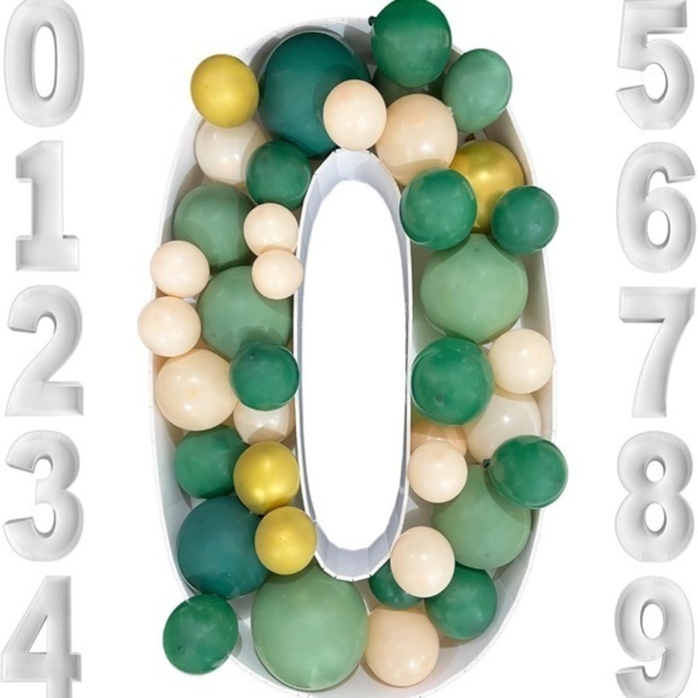 Mosaic Number 0 Balloon Frame, 3.3 Ft, White, 1 Count, new